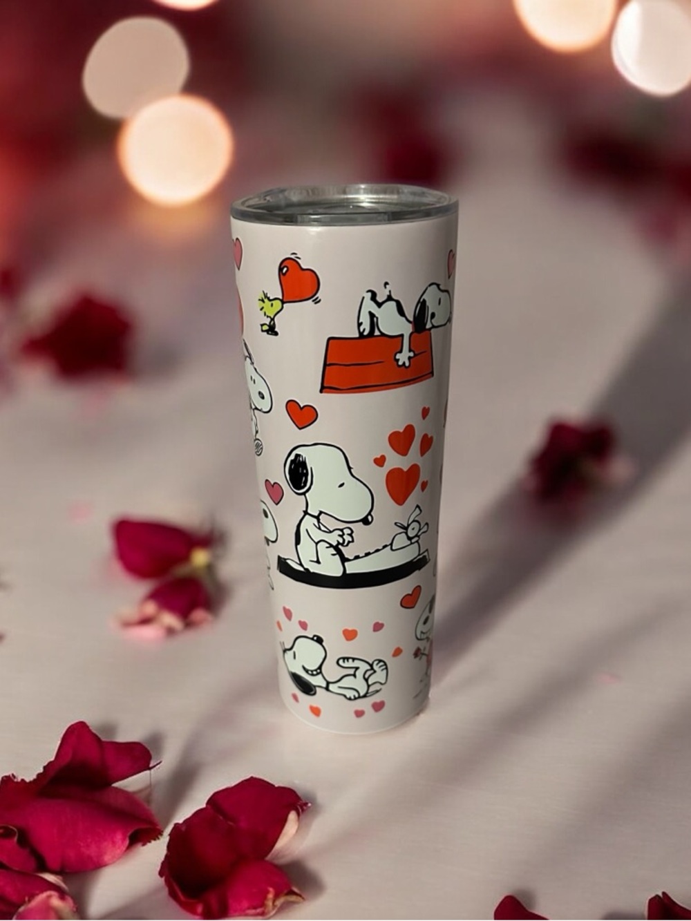 Heart Cartoon Dog Tumbler | Cute Love Theme Cup | Pink Heart Drinkware
